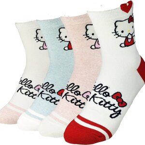 Women’s Hello Kitty Cotton Blend Ankle Socks Set Crew Hearts Cute Gift